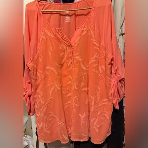 Women's Coral Embroidered Top